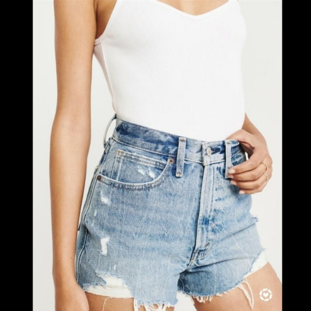 Abercrombie and Fitch Natural Rise Shorts size 29/8 distressed Denim Jean - Picture 1 of 6